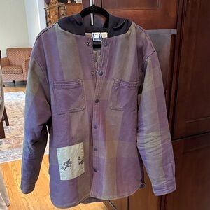 Men’s shirt jacket with hood. Great fall/early winter layer.